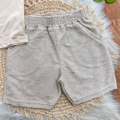 Conj. Camiseta Summer e Bermuda em Linho - Areia